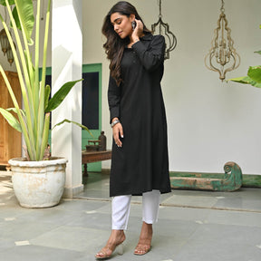 Black Rayon Kurta  Pant Set