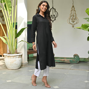 Black Rayon Kurta  Pant Set