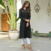 Black Rayon Kurta  Pant Set