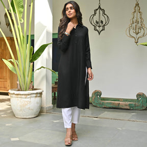 Black Rayon Kurta  Pant Set