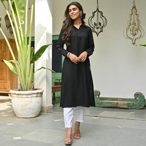 Black Rayon Kurta  Pant Set