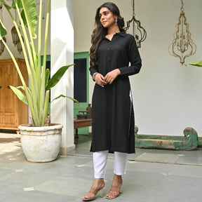 Black Rayon Kurta  Pant Set