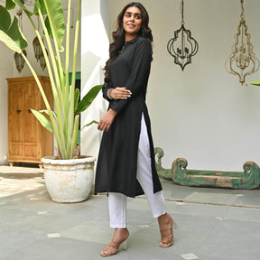 Black Rayon Kurta  Pant Set