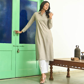 Grey Rayon Straight Kurta Set