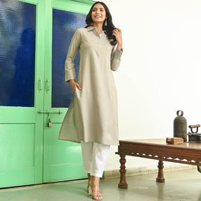 Grey Rayon Straight Kurta Set