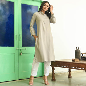 Grey Rayon Straight Kurta Set