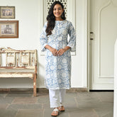 Blue Hand Block Kurta Set