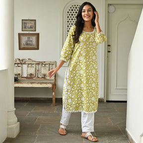 Green Printed Kurta Set