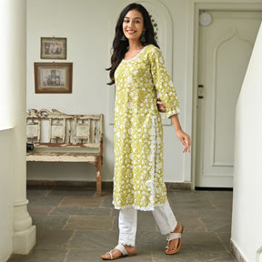 Green Printed Kurta Set