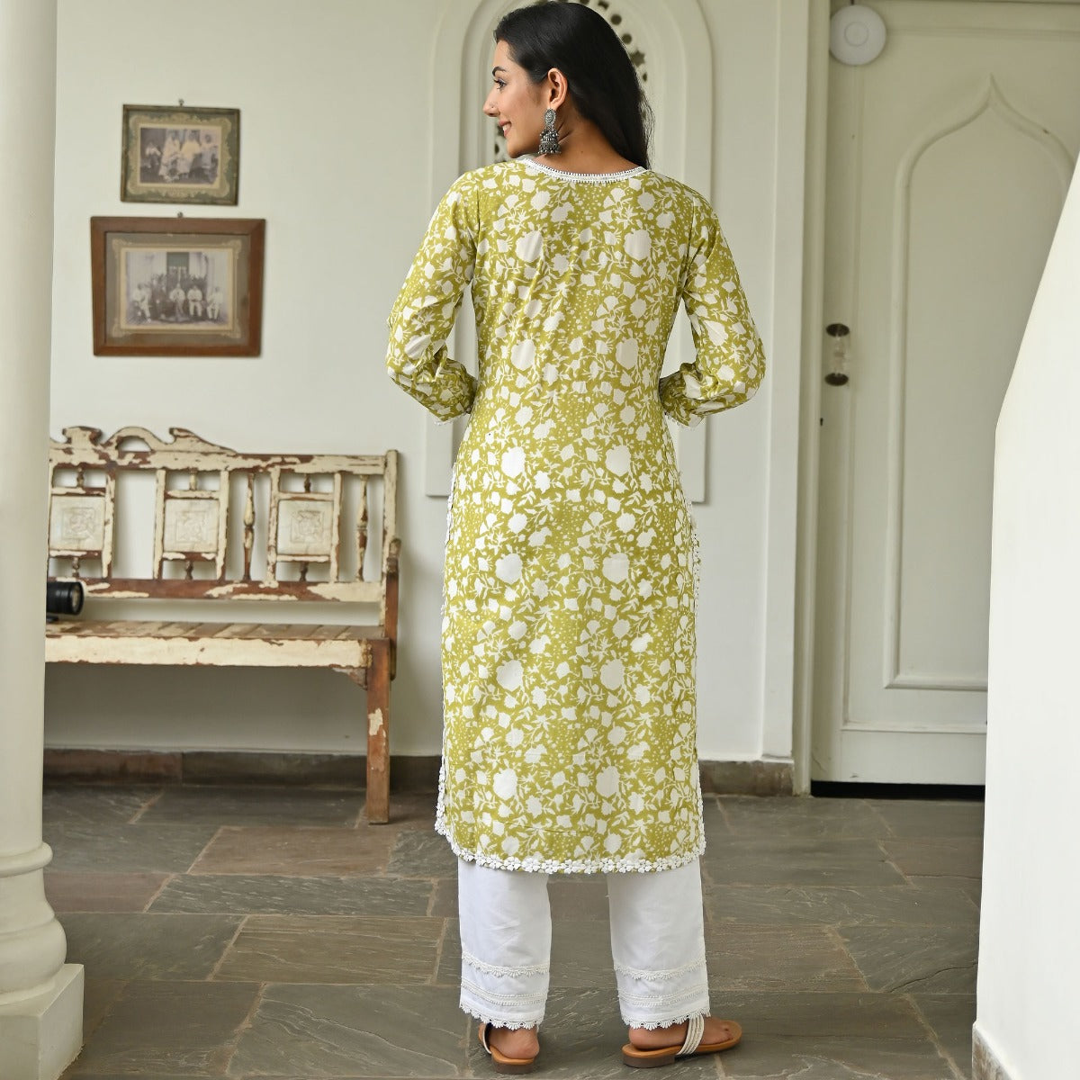 Green Printed Kurta Set