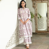 Plum Printed Kurta Set