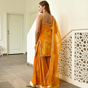 Mustard Velvet Sharara Set