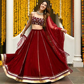 Maroon Velvet Lehenga Set