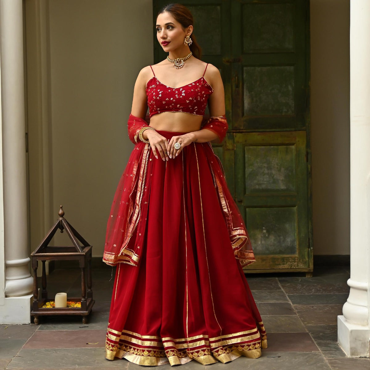 Maroon Gota Lehenga Set