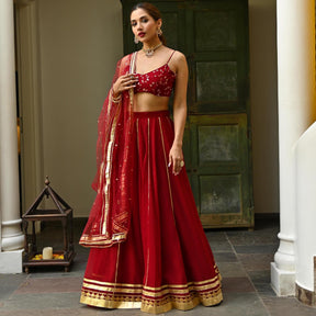 Maroon Gota Lehenga Set