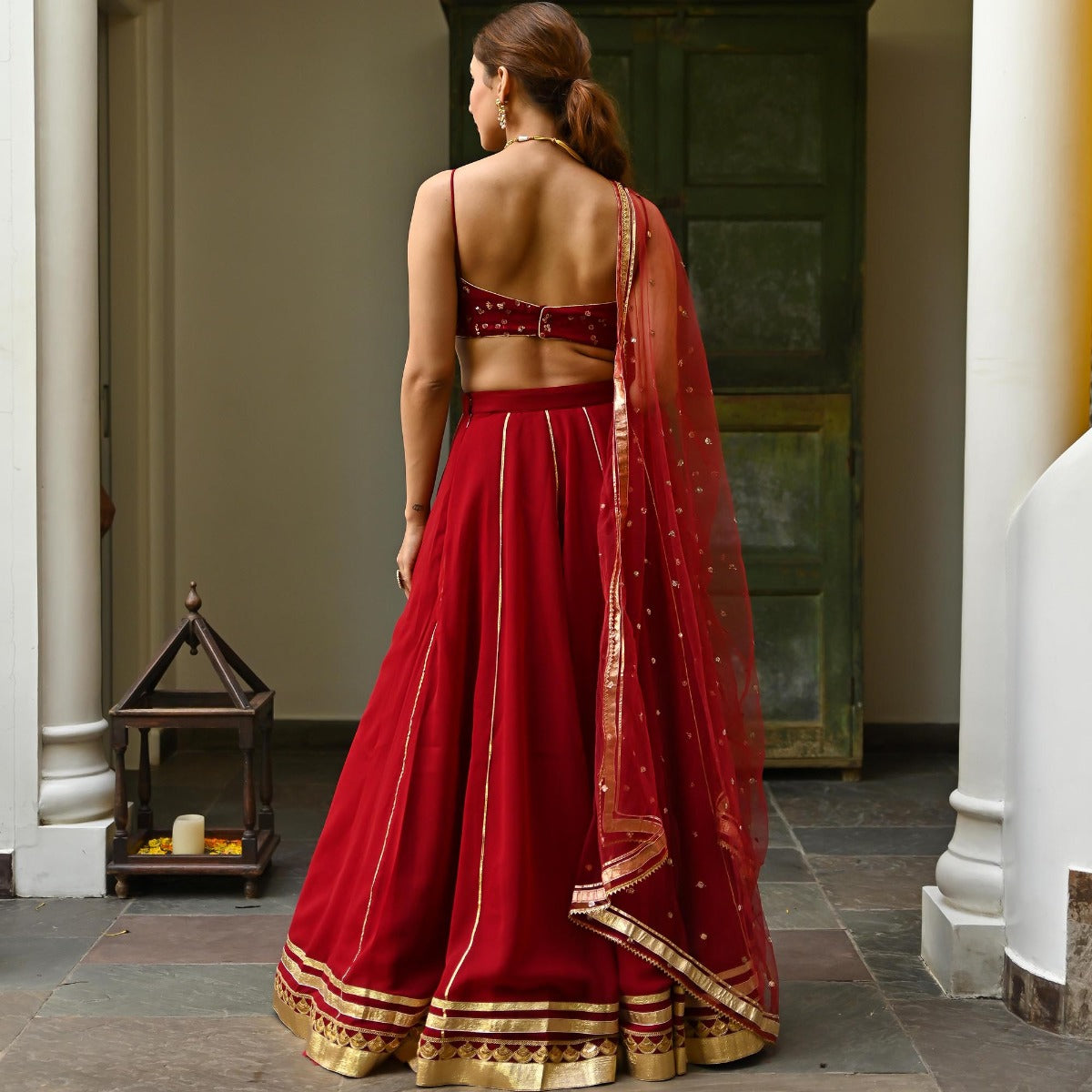 Maroon Gota Lehenga Set