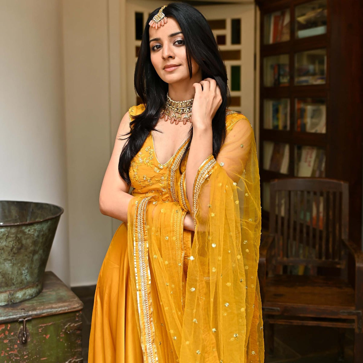 Mustard Silk Lehenga Set