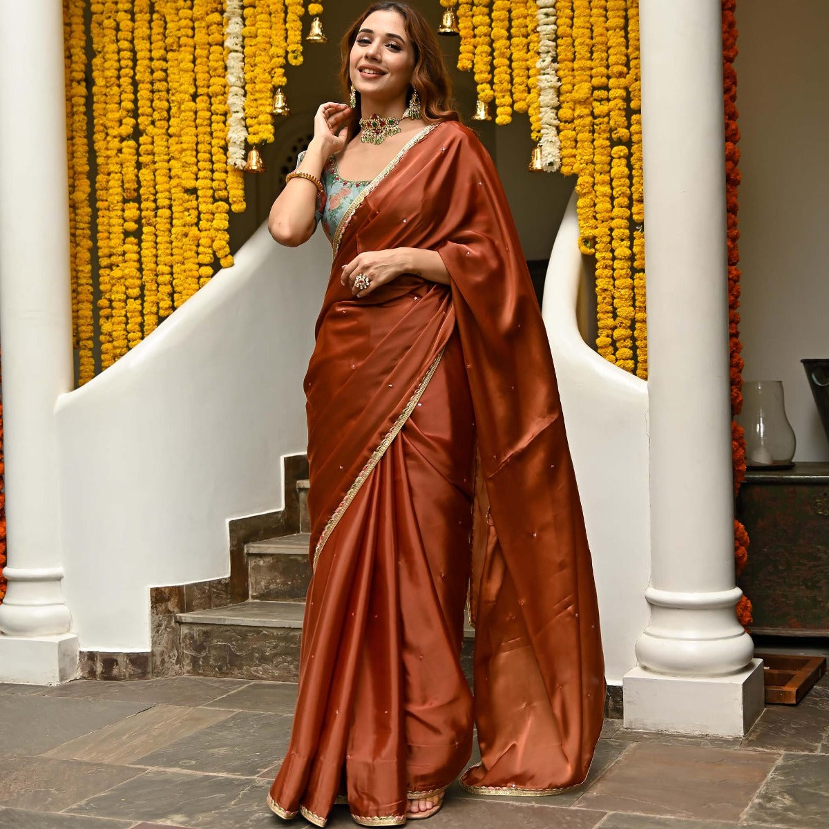 Rust Brown Saree