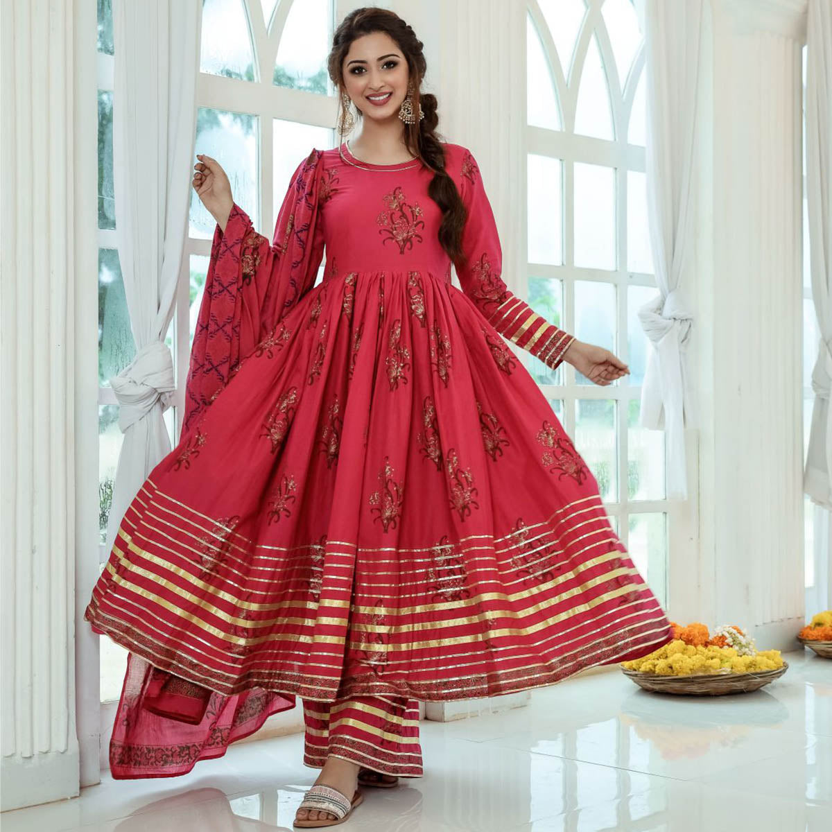 Magenta Pink Anarkali Set