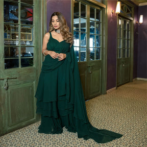 Green Georgette Saree With Blouse