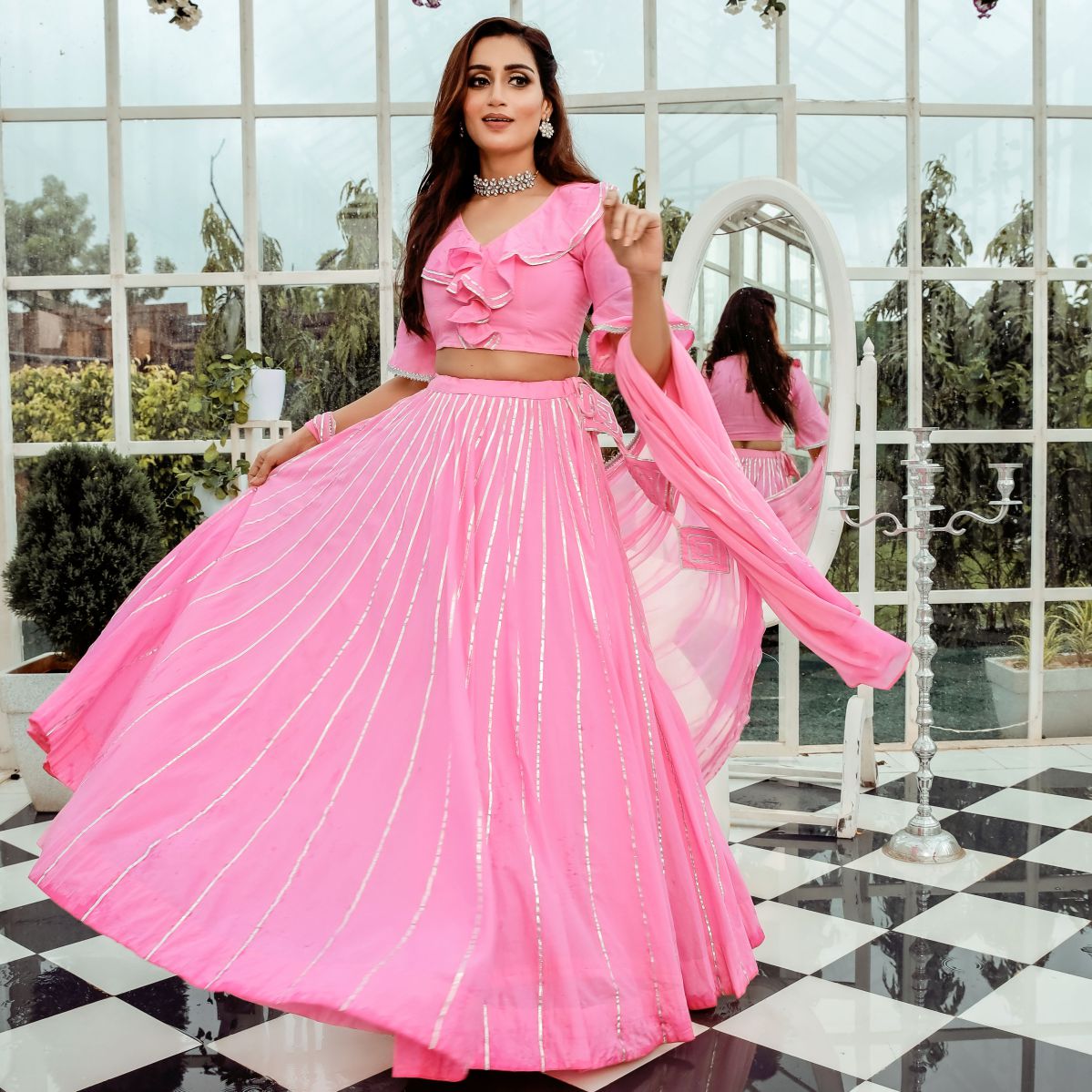 Pink Gota Lehenga Choli Set