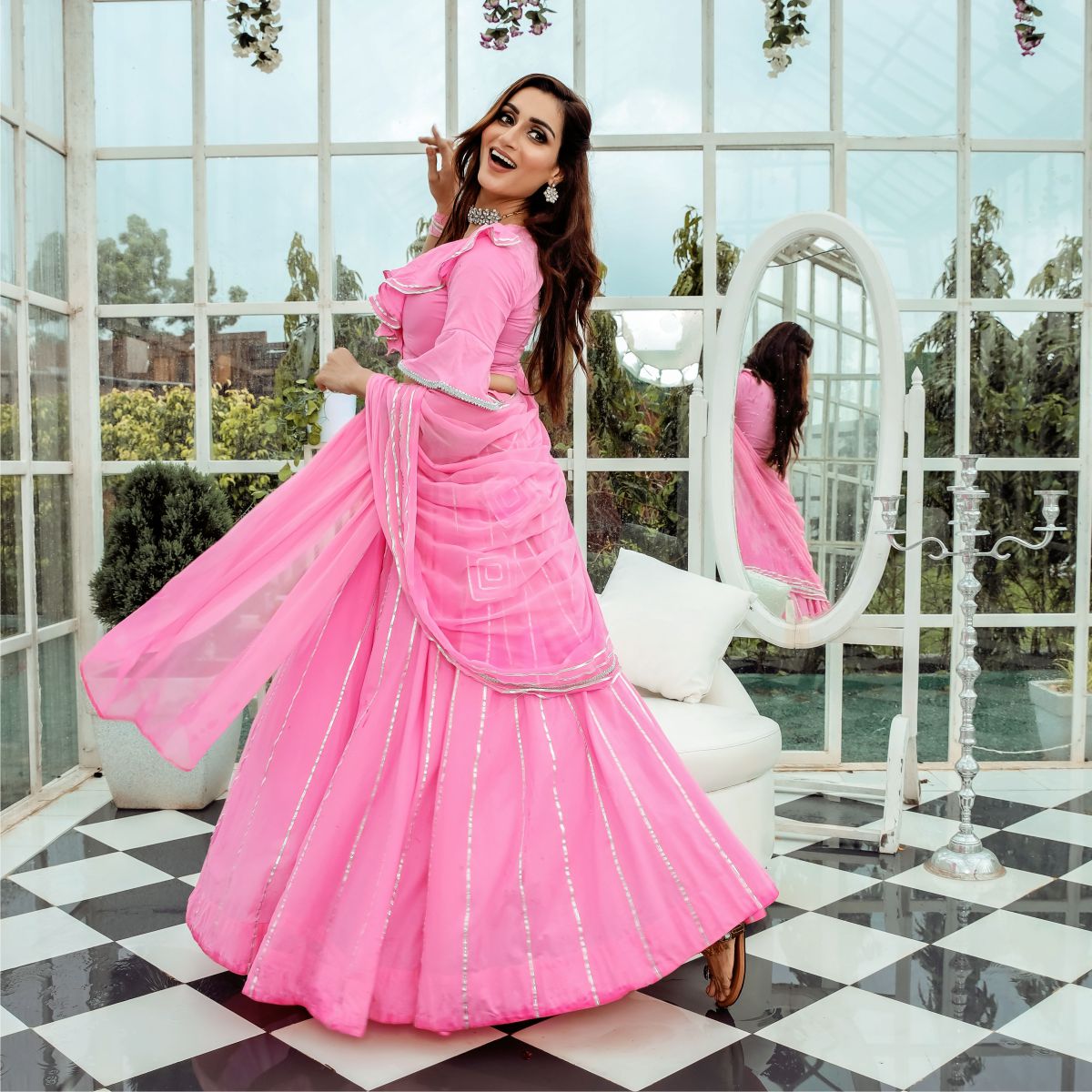 Pink Gota Lehenga Choli Set