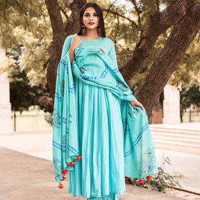 Sky Blue Long Kurta Set