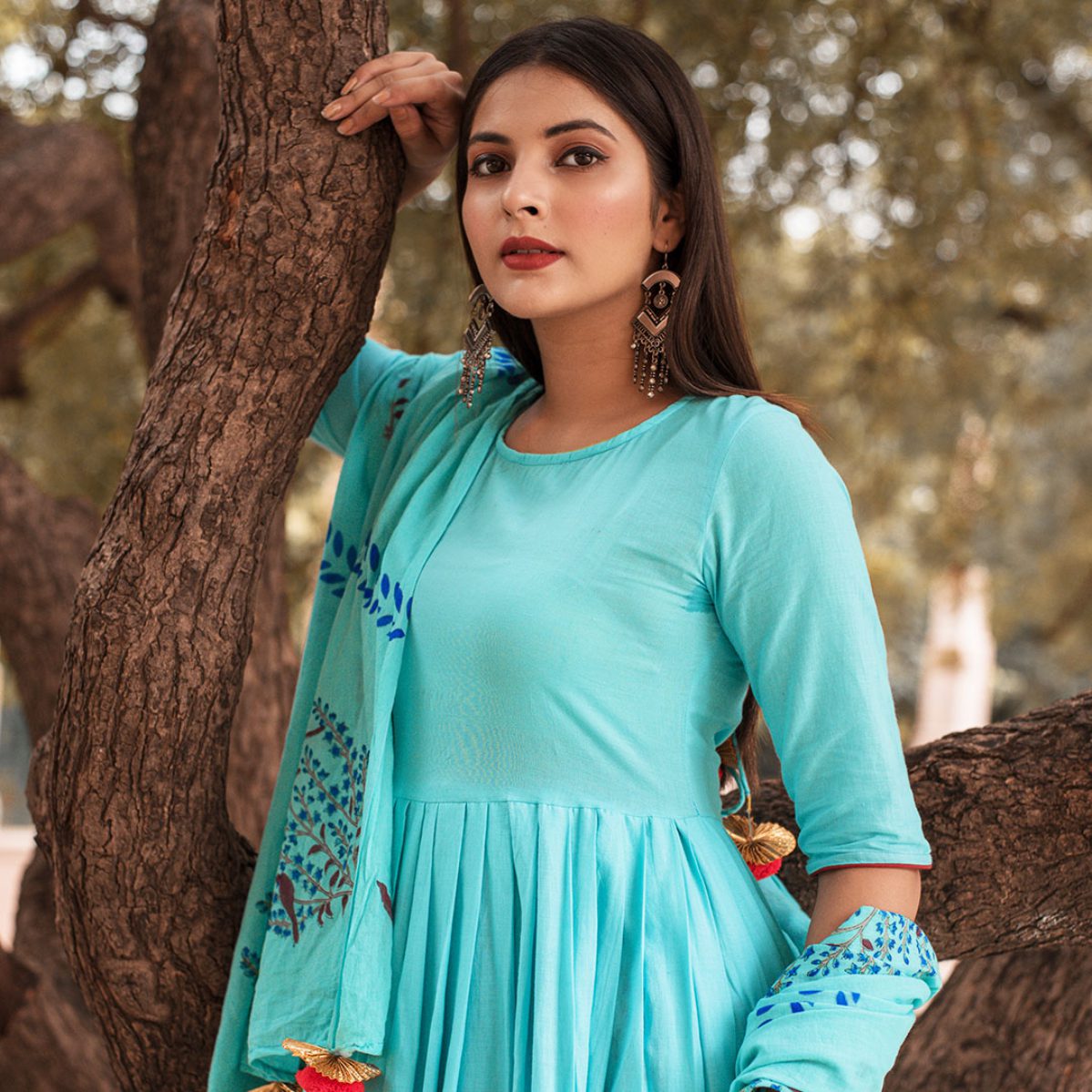 Sky Blue Long Kurta Set