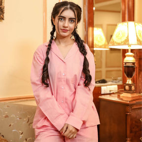 Solid Cotton Slub Nightwear Set