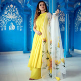 Yellow Anarkali Style Suit Set