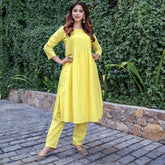 Yellow Solid Kurta Set