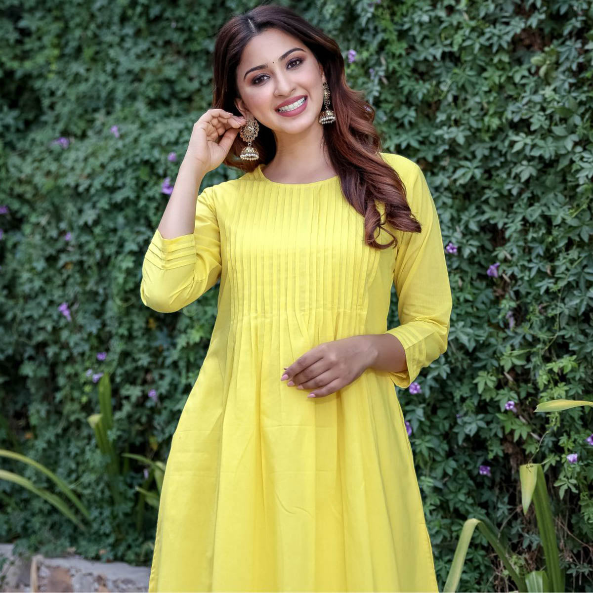 Yellow Solid Kurta Set