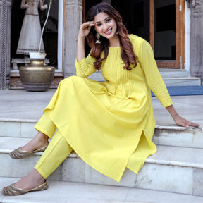 Yellow Solid Kurta Set