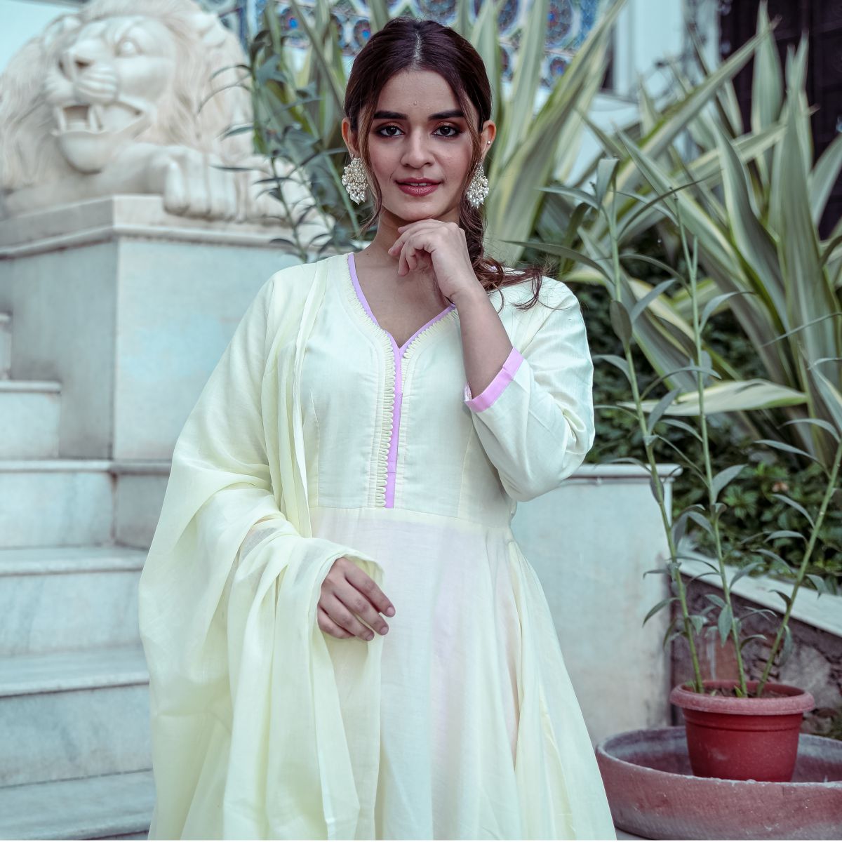 Yellow Tie -Dye Anarkali Set